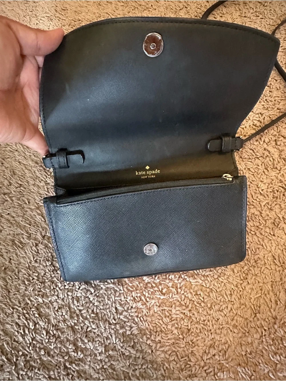 Kate Spade Set: Black Crossbody Bag + Floral Mini Pouch / Coin Purse